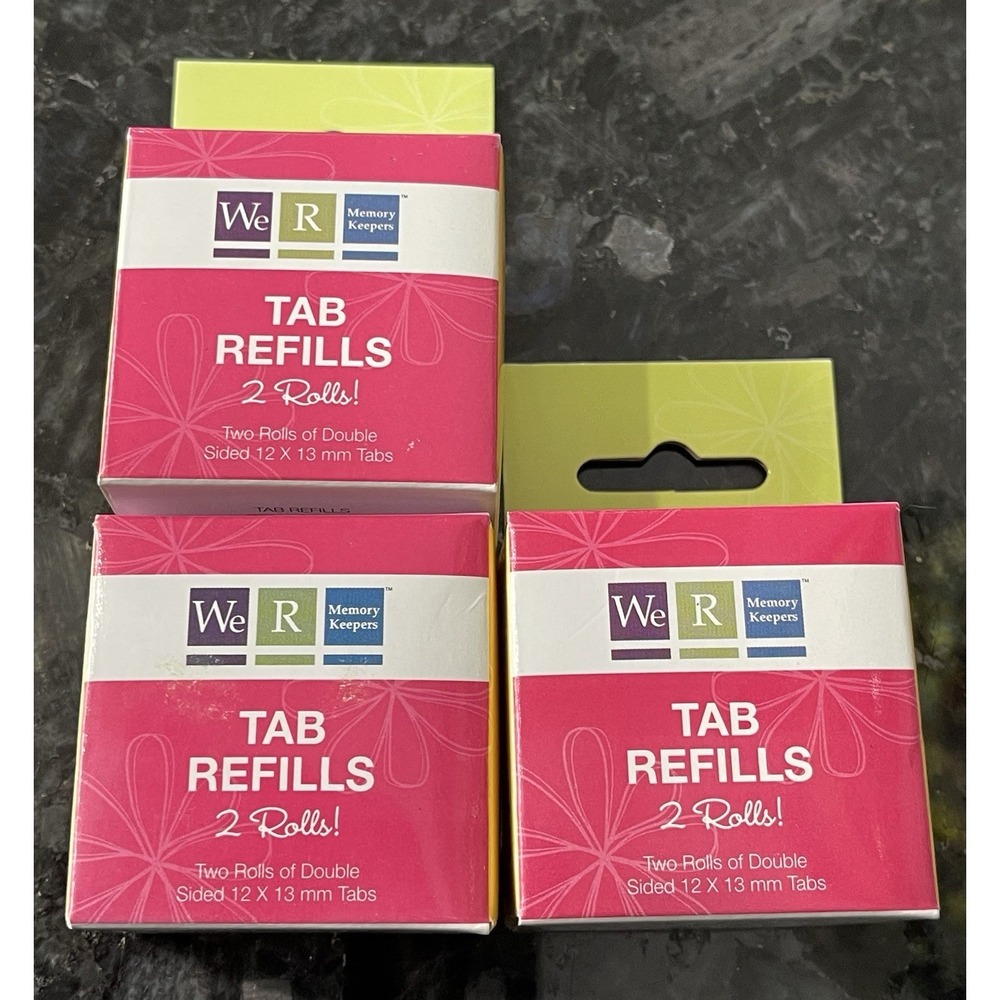 We R Memory Keepers Pink Tab Dispenser & 3 Boxes Of Refills-Adhesive Squares NIB - Picture 5 of 11